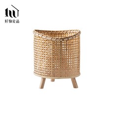 好物良品 藤編花架 復古手工落地植栽花籃 客廳陽台收納置物籃, 1個, 三腳款,大型