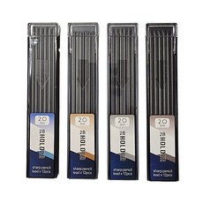 12P 4개 묶음 2.0 홀더펜 전용 2B 샤프심 검정 칼라 목수 목공 샤프 호환 리필, 2mm, 4개묶음 2세트