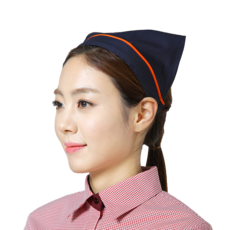 곤오렌지줄 머리띠 스카프 머리띠포함 위생 조리스카프, 1개