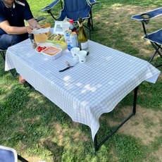 방수 테이블보 2인용 체크브라운 방수식탁보