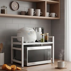 홈프로 조립식 높이조절 길이조절 전자레인지 선반 다용도 선반, 1단, 화이트