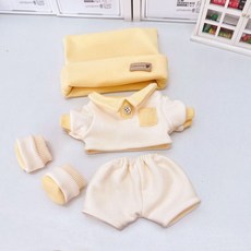 原創帕尼尼娃衣10/15/20/40cm可愛棉花娃娃衣服四件套, 1個, 黃色帕尼尼4點套裝,15cm娃衣