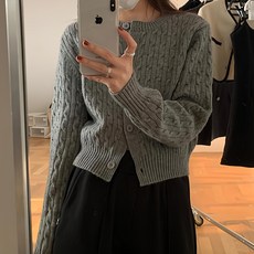 Lemon Soul 女款Goni麻花圓領針織開襟衫