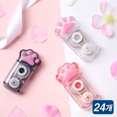 캣풋 수정테이프 투명케이스 24개입 화이트 고양이 발, 색상랜덤
