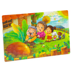 卡通拼圖 兒童益智玩具 趣味拼圖 鐵盒裝, 【60片】拔蘿蔔, 1個, 60片