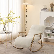 1인용 리클라이너 스윙체어 수유의자 흔들의자 커버 전용 소파, 싱글 좌석 52cmx140cm, 1개, 오프화이트