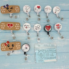 夾式伸縮識別證扣 護理師醫師醫療人員證件夾 聽診器創可貼愛心造型, 聽診器4~現貨,夾式, 1個