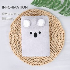 卡通可愛小熊珊瑚絨速乾毛巾, 灰色,30cm*80cm, 1個