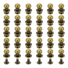60Pcs 5mm 시카고 나사 원형 버튼 가죽 공예 리벳 DIY 장식 신발 벨트 수리 실버, 9mm, Metallic Bla