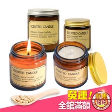 香氛蠟燭 大豆蠟玻璃杯裝 無鉛燭芯, 1個, 午夜茉莉-小號