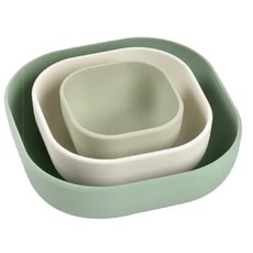 BEABA 矽膠學習碗3入組, 鼠尾草綠, 1個