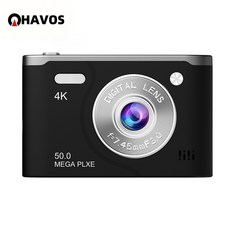 Havos 카메라추천 디지털카메라 브이로그촬영 야외활동 일상기록 가성비 입문용카메라 4K, 검은색