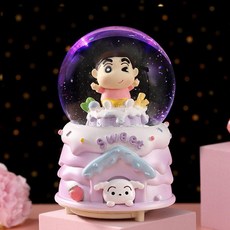 금성여자 스노우볼 트리 오르골 1개 장식 크리스마스, 2414C 신짱 퍼플