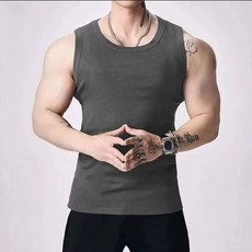 性張力穿搭美式健身訓練冰絲螺紋背心男夏季海邊度假吸汗無袖T卹