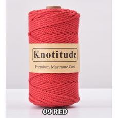 3.0mm 100 yard 꼰사 마크라메 콘사 컬러로프 마크라메 실 재료, 91m, RED #09, 1개