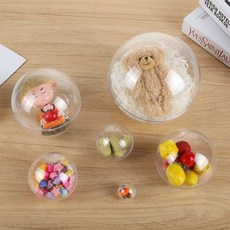 台灣出貨 無孔亞克力透明空心球 塑料球殻 DIY裝飾球 圓球 可開閤裝飾球, 1個, 直徑3cm無弔孔圓球 5個裝
