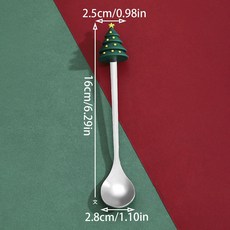 源頭跨境聖誕不鏽鋼卡通餐具全套勺叉套裝禮盒咖啡甜品勺兒童送禮, 1個, 1個, 銀色聖誕樹勺子