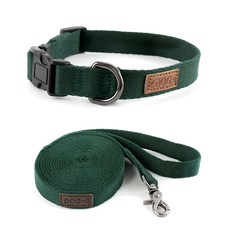 Dog-i 素色狗狗項圈+牽引繩, 深綠色, 1組