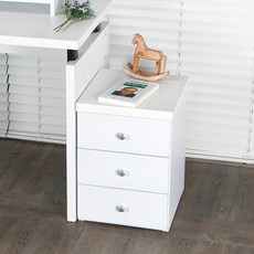 우드미가구 바오 협탁 서랍장, 화이트, 3단