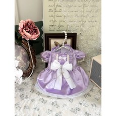 AW 薇薇寵 寵物禮服裙，緞面流光溢彩寵物服飾，適合貓咪、狗狗、約克夏犬，公主風格洋裝, 1個, 西野暮色,XS碼（1.0-1.5公斤左右）