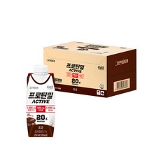 정식품 그린비아 프로틴밀 액티브 초코맛 프로틴음료 고단백질영양설계 아르기닌 저당설계, 18개, 250ml