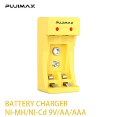 PUJIMAX 2 슬롯 스마트 배터리 충전기 9V Ni-MH/Ni-Cd 빠른 1.2V AA/AAA 램프, 02 Yellow
