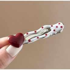 레드하트 도트 무늬 헤어클립 여성용 심플발찌 데일리헤어악세서리