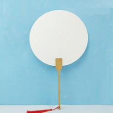 원형 평부채 손잡이가 큰 대나무 여름 만들기 부채꾸미기 캘리그라피 단오 민화, 10개, 화이트