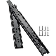 볼 비카비네트 서랍 슬라이드 레일 3배 풀 익스텐션 드로우 슬라이드 강철 텔레스 가이드 폭 45mm 키보드 선반 러너/검정색/8인치/20cm, 검정
