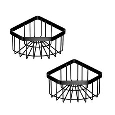 스텐 무타공 강력접착 코너 수세미 세제 거치대, 2개, 블랙