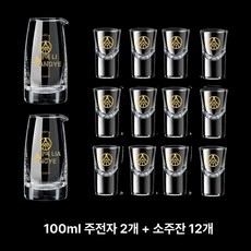 유리 주전자 잔 미니 피처 피처컵 투명주전자 투명 세트 제품 소형 컵 음료용기세트, 2.100ml 펭귄팟+불릿컵 [2팟12컵]