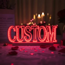 맞춤형 3D 미러 LED 네온사인 USB 조명 (스위치 포함) 발렌타인데이 프로포즈 기념일 침실 장식용 로맨틱, 01 40cm 8 letter, 09 Red
