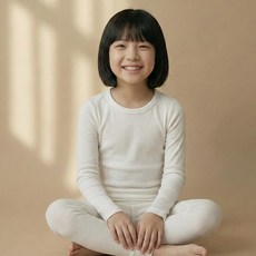 르브니 주니어 히트앤웜 상하세트 라운드넥 면 스판 내복 상하의 세트 아동 실내복