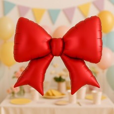 메리팡 대형 리본풍선 라지쉐잎 베이직리본 파티 데코 생일 100일 돌잔치 촬영소품, 1팩, 레드