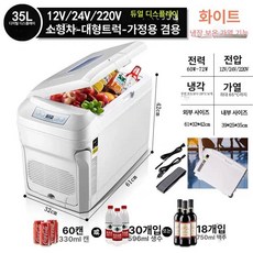 더엘픽 전기차냉장고 미니 화물차 이동식, 35L 화이트 듀얼코어 12 V 24 V 220 V, 1L