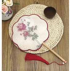 灼華旗袍 古典八瓣扇 旗袍扇 中國風花鳥木柄舞蹈團扇子 漢服表演半透八瓣扇子, 6#, 1個