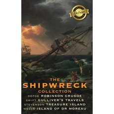 The Shipwreck Collection (4 Books): Robinson Crusoe Gulliver's Travels Treasure Island and The Is... Hardcover, Engage Classics, English, 9781774762301