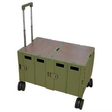 CODE LIVING 韓國多功能加長折疊手拉車 四輪推車 露營推車 手推車, 1個, 綠色