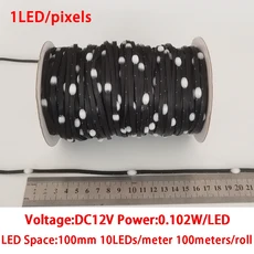 12V 3PIN WS2811 LED 문자열 개별적으로 주소 지정이 가능한 씨앗 픽셀 조명 RGBIC DreamColor 파티 크리스, 01 100mmpitch blackwire, 03 100 Pixels, 1개