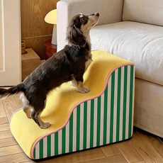 강아지계단 논슬립 미끄럼방지 슬개골보호 소형견 반려동물 계단 소파 침대용 커브 슬라이드 스텝, 1개, 그린