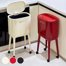 [봉투증정] 허리 숙일 필요 없는! 루시아이 롱레그 이동식 원터치 휴지통 3colors, 레드