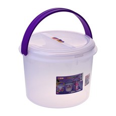 雷霆百貨 三寶桶附蓋6L 透明塑膠刻度儲水, 1個, 紫色