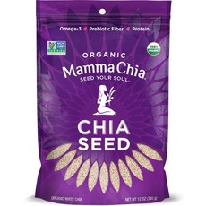 맘마 치아 유기농 씨앗 화이트 340g (1팩). USD Mamma Chia Organic Seeds White 12 Ounce (Pack of 1). USDA Organi, 화이트 치아씨드, 12온스(1팩), 1개