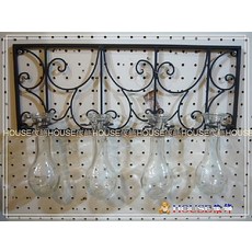 House傢飾 壁掛式復古鑄鐵4入玻璃花瓶 - 限量新款