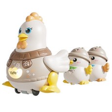 搖擺雞 抬頭練習寶寶益智玩具 適合0-1歲嬰幼兒, 1個, （學爬搖擺雞+小雞3只）+小黃鴨手機