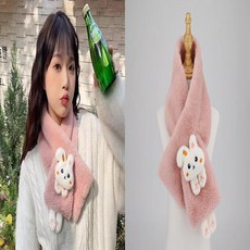 兒童圍巾 可愛圍巾 高顏值圍巾 防風保暖 冬季卡通兔子毛絨保暖成人圍巾男女學生加絨加厚韓版防風新款圍脖