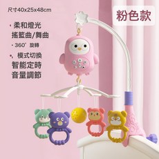 嬰兒床鈴懸掛式早教音樂搖鈴 遙控旋轉 智能定時, 紅色款小鳥床鈴無遙控送3節7號電池和螺絲刀