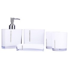 Glomora 5피스 욕실 액세서리 세트 화장실 목욕 액세서리 아크릴 욕실 수트 목욕 컵 병 칫솔 홀더 접시 포함 가정 욕실 호텔용, Glomora 5피스 욕실 액세서리 세트, 화장실 목욕