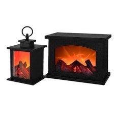 Monochi篝火小夜燈2件組壁爐燈LED篝火露營照明, 燈籠（中）+壁爐