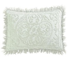 Beatrice Home Fashions Medallion 셔닐 침대보 풀 아이보리, 세이지